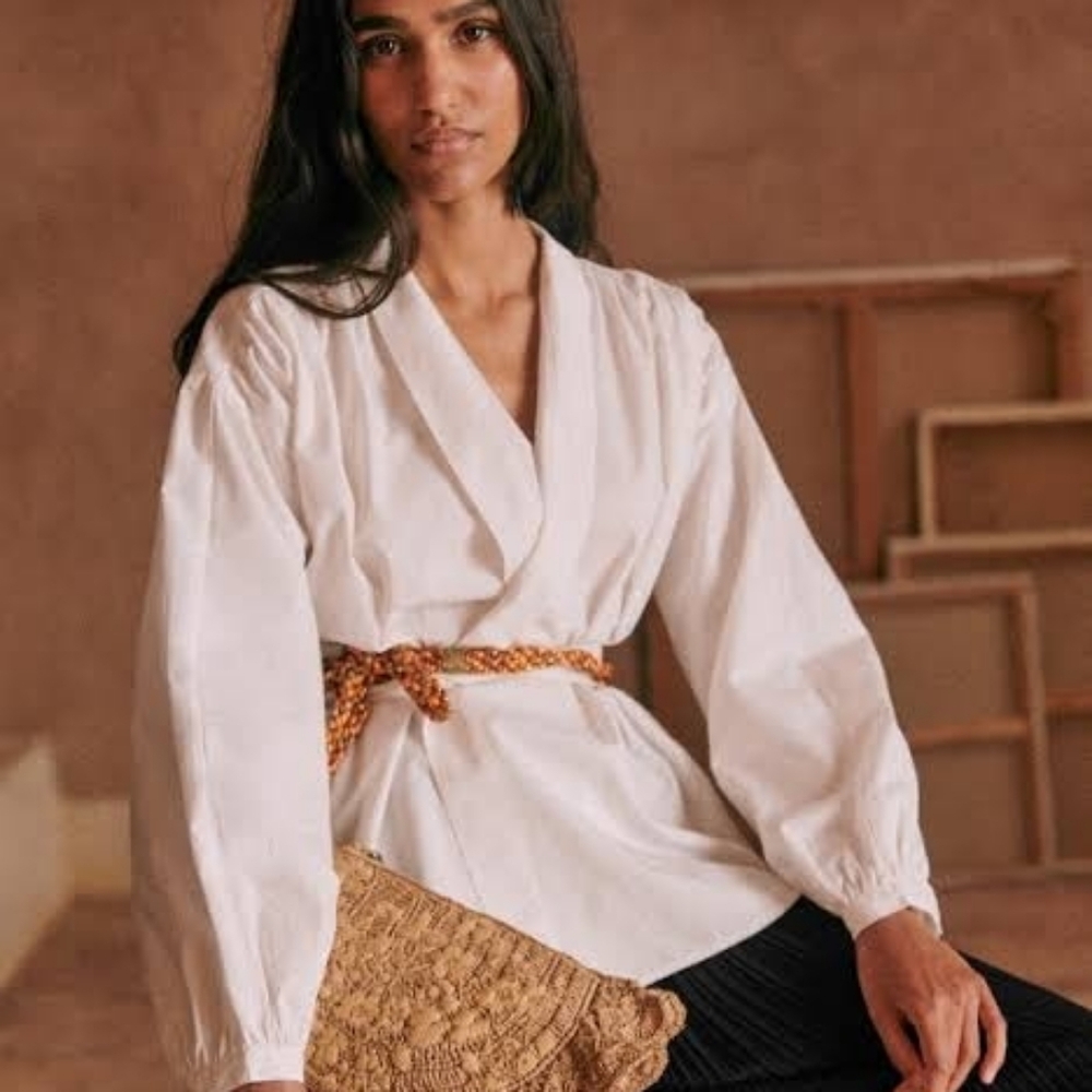 Sezane Dara Shirt Écru. - Size 38